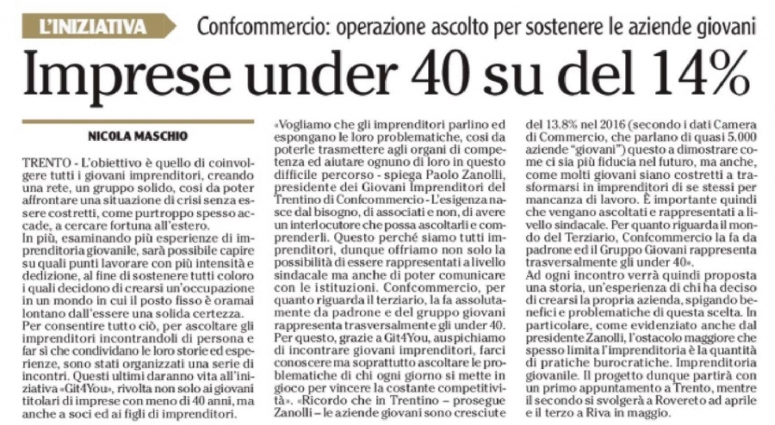 Imprese under 40 su del 14% - Confcommercio: operazione ascolto per sostenere le aziende giovani